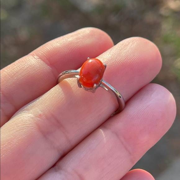 unbranded Jewelry - NWT Genuine Coral Stone 8X6mm Ring in 925 Sterling Silver Size 7